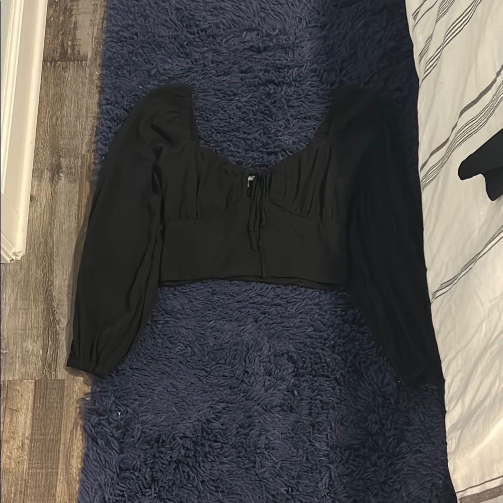 Wild Fable Blue Ruched Crop Blouse
